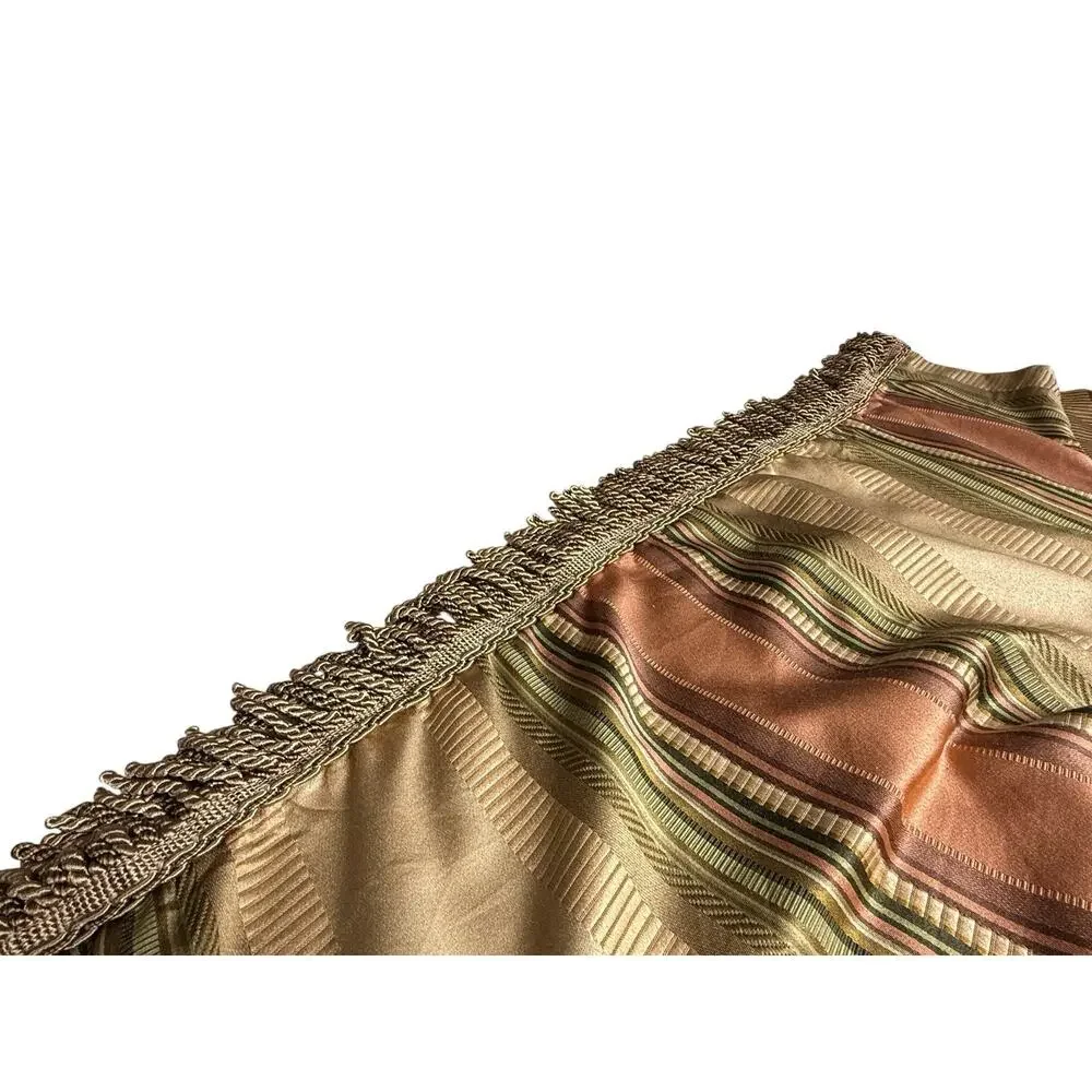 Single Croscill Carrington Swag Valance Satin Stripe Fringe Trim Short Curtain
